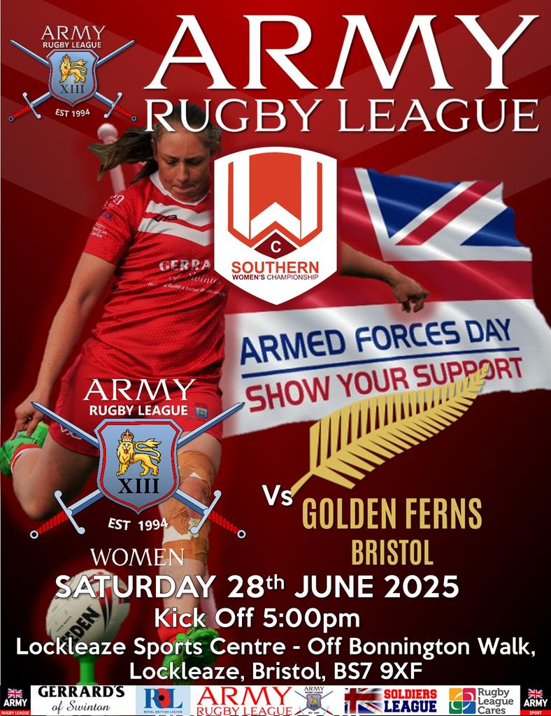 Army Rugby League (@armyrugbyleague) on Twitter photo ππ¬π§ More <a href="/ArmedForcesDay/">Armed Forces Day π¬π§</a> #Rugby!π¬π§ππ¬π§
The <a href="/ArmyRugbyLeague/">Army Rugby League</a> Women are back in action - Sat 28 June!
Beautiful Bristol for the 3rd Rd of the <a href="/TheRFL/">Rugby Football League</a> SOUTHERN WOMEN'S CHAMPIONSHIP
Our opposition is Bristol's <a href="/allgoldsrugby/">All Golds Rugby League</a> Golden Ferns and will be a tough test!
See you there! ππ¬π§ More <a href="/ArmedForcesDay/">Armed Forces Day π¬π§</a> #Rugby!π¬π§ππ¬π§
The <a href="/ArmyRugbyLeague/">Army Rugby League</a> Women are back in action - Sat 28 June!
Beautiful Bristol for the 3rd Rd of the <a href="/TheRFL/">Rugby Football League</a> SOUTHERN WOMEN'S CHAMPIONSHIP
Our opposition is Bristol's <a href="/allgoldsrugby/">All Golds Rugby League</a> Golden Ferns and will be a tough test!
See you there!
