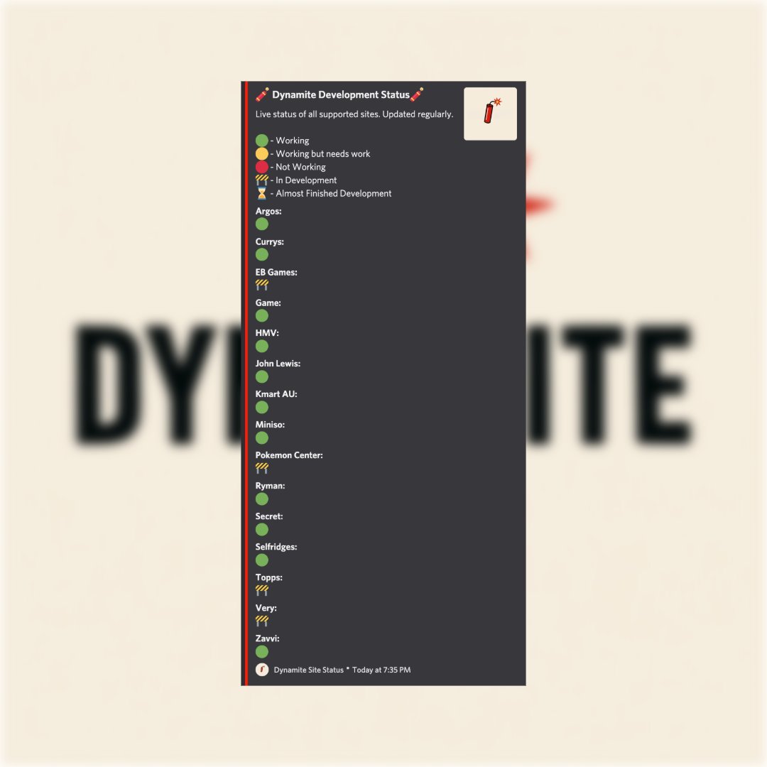 DYNAMITEAIO's tweet image. #1 Project Update:

- Speedy autocheckout for 11+ sites already.
- 4 announced sites in development. But plenty more to come.
- Secret Module. Not your usual autocheckout script.

More project updates to come...