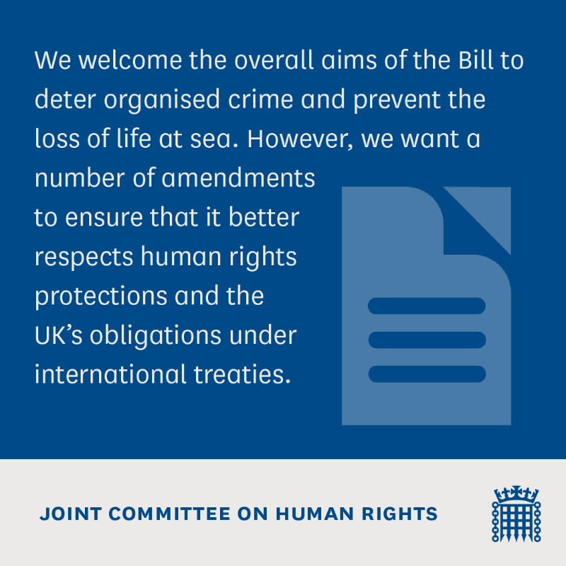HumanRightsCtte's tweet photo. We have published a report on the Border Security, Asylum and Immigration Bill.

We are calling for amendments to tighten the Bill to punish the perpetrators and not the victims.

Read all our recommended amendments: https://t.co/UbJXzawsGM