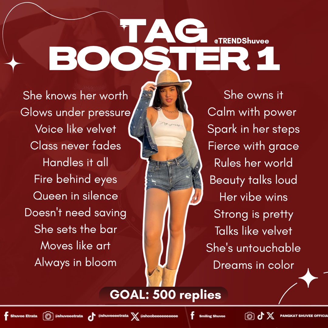 Trendsetter tag booster one

GOAL: five hundred replies

SHUVEEnte KWATRO ORAS