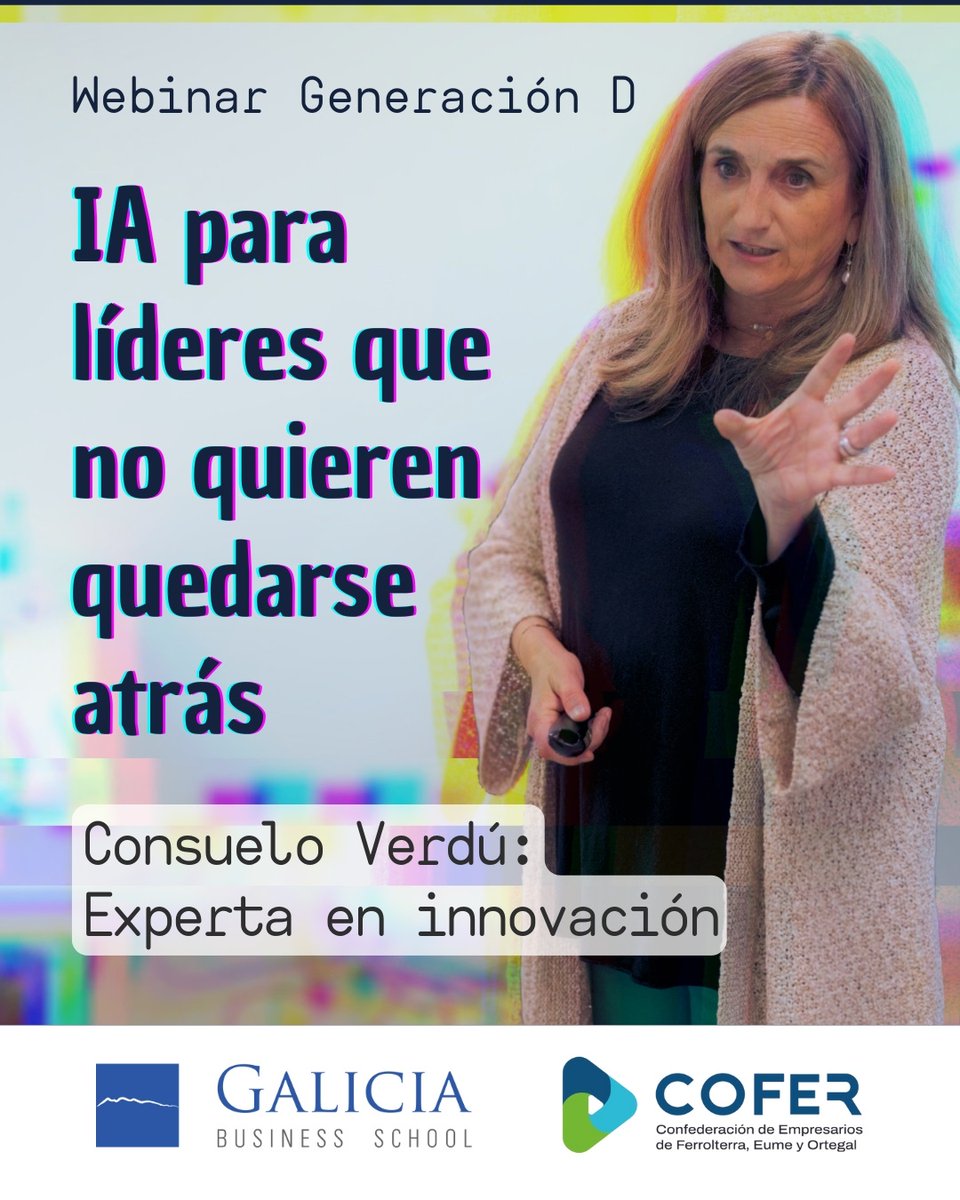 COFER (@coferferrol) on Twitter photo Prepárate para liderar en la era de la IA 🚀
Webinar gratuito para profesionales que quieren usar la IA con más criterio, agilidad e impacto.
🗓️ 27/06 · 13:00h · Online
Con Consuelo Verdu + <a href="/ComunidadGBS/">Galicia Business School</a> & COFER
👉 Inscríbete: mailchi.mp/galiciabusines… Prepárate para liderar en la era de la IA 🚀
Webinar gratuito para profesionales que quieren usar la IA con más criterio, agilidad e impacto.
🗓️ 27/06 · 13:00h · Online
Con Consuelo Verdu + <a href="/ComunidadGBS/">Galicia Business School</a> & COFER
👉 Inscríbete: mailchi.mp/galiciabusines…
