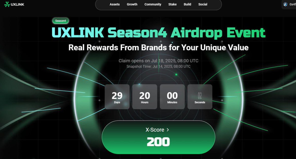 🪙Uxlink Session 4 Live Up 50$ Airdrop Confirm

➡️Go to: dapp.uxlink.io/season4?invite…

✅Connect Telegram &amp; X
✅Complete 3 Task Claim 200 Score
✅Post About Uxlink Earn more X Score