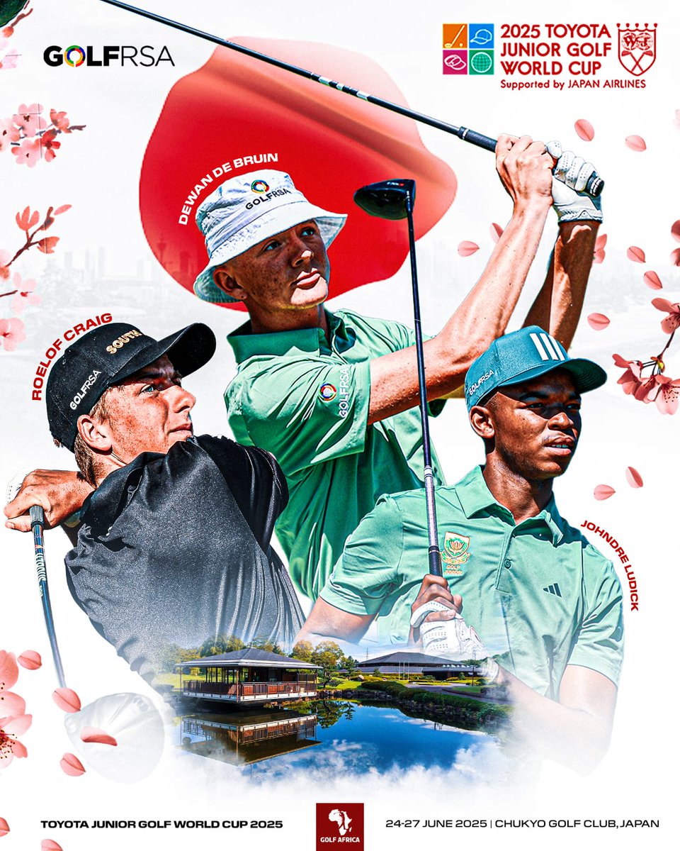 #Spotlight
Wishing #TeamSouthAfrica's Roelof Craig, Johndre Ludick &amp; Dewan de Bruin a great campaign in the 2025 Toyota Junior Golf World Cup at the Chukyo Golf Club in Japan 🇿🇦

🖼 golf.africa
#golfrsa #ItStartsHere #proudlysouthafrican #squadgoals
