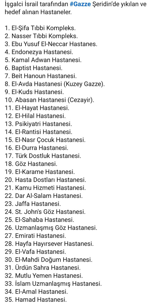 İşgalci İsrail tarafından #Gazze Şeridin’de yıkılan ve hedef alınan Hastaneler...
Bu hastaneleri ve içindeki yaralı binlerce insanı  çocuk , kadın , yaşlı demeden kimler bombalayıp yıkıp yaktı Lanetli Yahudi  <a href="/netanyahu/">Benjamin Netanyahu - בנימין נתניהו</a> <a href="/BussoUriel/">Uriel Busso-אוריאל בוסו</a> 
Allah'ın vaadi gerçekleşecek yenileceksiniz...!