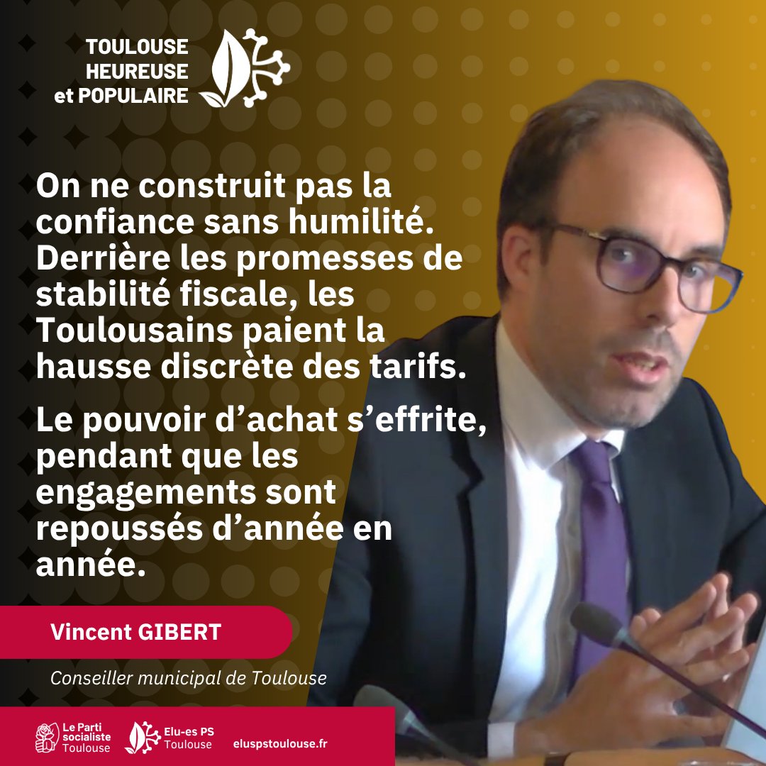 Elu.e.s PS Toulouse (@eluspstoulouse) on Twitter photo Pour <a href="/vgibert/">Vincent Gibert</a> la ville imaginaire des discours n’est pas celle du quotidien : tarifs en hausse, services qui changent la donne sans qu’on le dise. Toulouse mérite mieux qu’une gestion d’apparence. #cmtoulouse Pour <a href="/vgibert/">Vincent Gibert</a> la ville imaginaire des discours n’est pas celle du quotidien : tarifs en hausse, services qui changent la donne sans qu’on le dise. Toulouse mérite mieux qu’une gestion d’apparence. #cmtoulouse