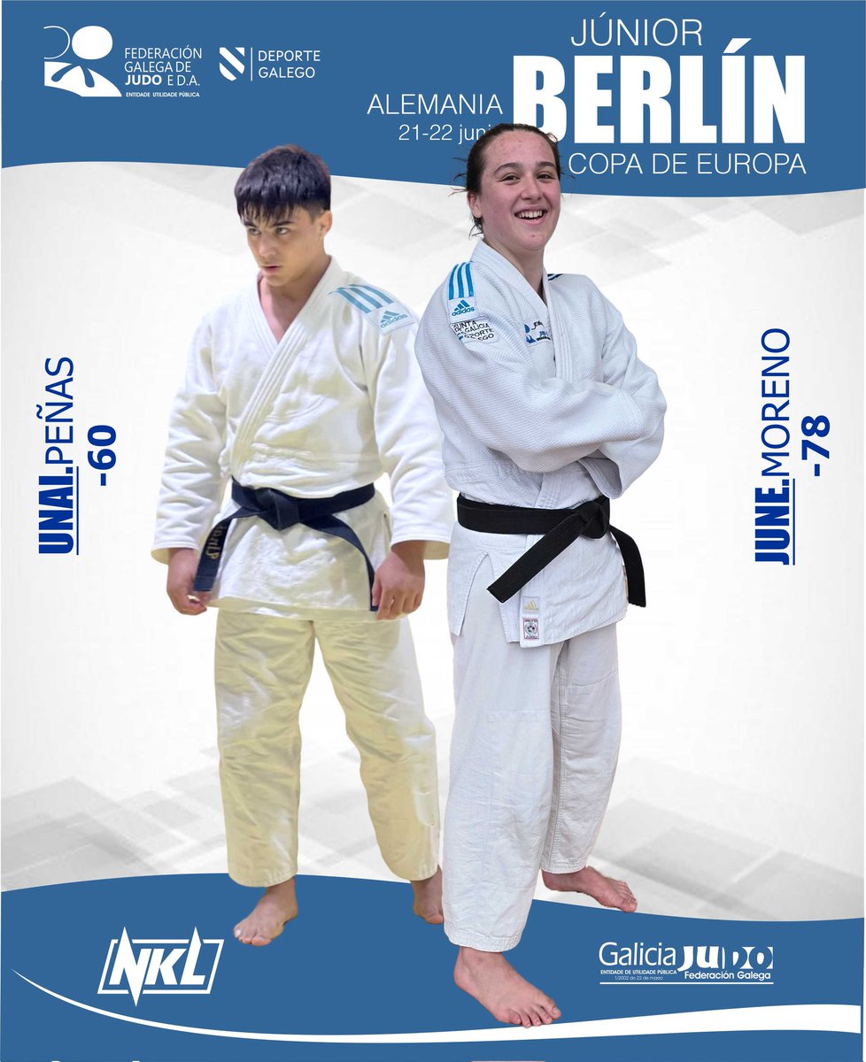 📢 COPA DE EUROPA JÚNIOR 🇪🇺
📍Berlín.  ALEMANIA 🇩🇪
⏰️ 21-22 junio
● 🥋 -60kg. UNAI PEÑAS
● 🥋 -78kg. JUNE MORENO

<a href="/deportegal/">deportegal</a> 
@ufedega 
<a href="/Amcp1974/">AdJudoFerrolterra</a>
@dojo_quino
@judocgtd
@nklbudoshop
@adidascombatsports 

#ADIDAS #NKLADIDAS #TEAMADIDAS #ADIDASJudo #PoweredByAdidas