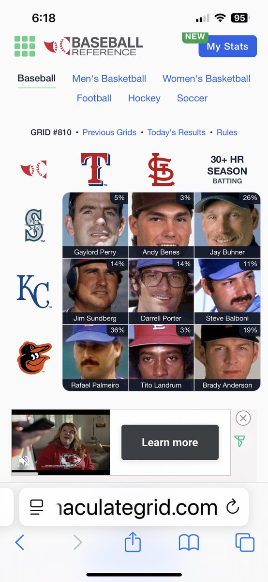 Not a great score but some randoms 
⚾️ Immaculate Grid 810 9/9:
Rarity: 132
IMMACULATE!
🟩🟩🟩
🟩🟩🟩
🟩🟩🟩
Play at:
immaculategrid.com/play