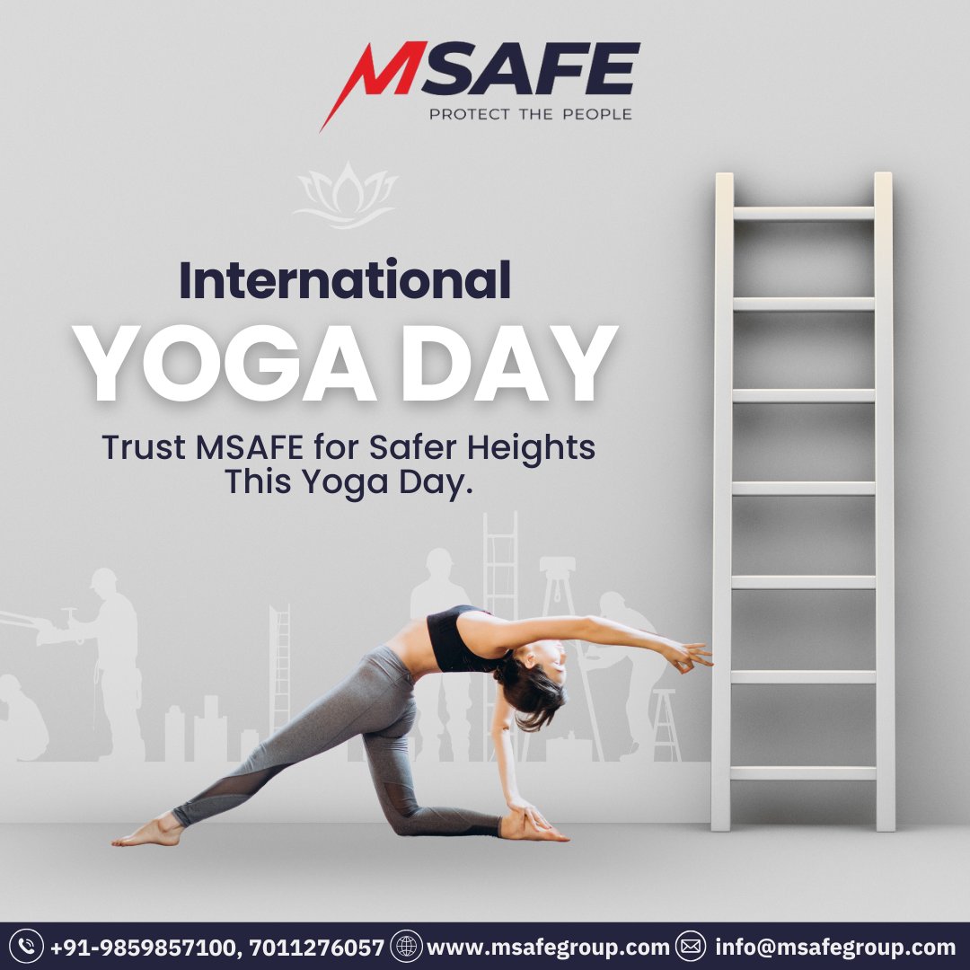 msafe_group's tweet image. 🧘‍♀️Yoga is all about balance, just like safety at heights.
This Yoga Day, trust @msafe_group to help you stay safe while you reach new heights.

#InternationalYogaDay #SaferHeights #MSafe #BalanceInAllThings #SafetyFirst
