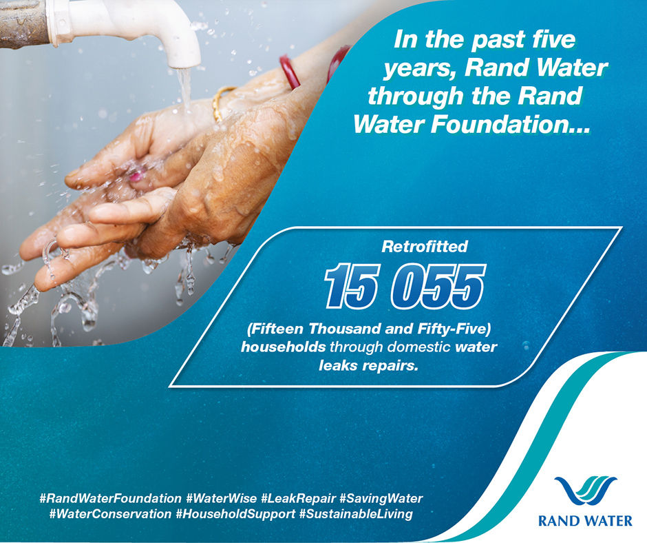 #Sponsored  |  In the past five years, <a href="/Rand_Water/">Rand Water</a> through Rand Water Foundation, retrofitted Fifteen Thousand and Fifty-Five (15,055) households through domestic water leaks repairs.
randwater.co.za

#RandWaterFoundation #WaterWise #LeakRepair #SavingWater #Water