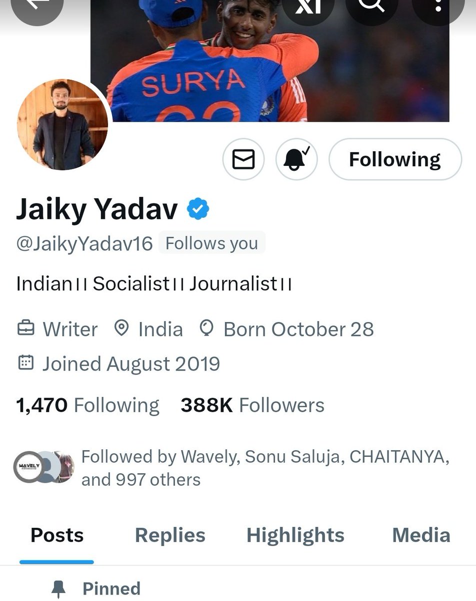 Manish_SGR1's tweet photo. दोस्तों आज सुबह सुबह मुझे एक नोटिफिकेशन मिला और बो था ट्विटर किंग जैकी भाई का मैने इन्हें 2 साल पहले फॉलो किया था।

लेकिन इनका फॉलो बैक आज मिला है इतने बड़े अकाउंड से फॉलो बैक मिलना मेरे लिए बहुत खुशी की बात हैं क्यों मैने कभी सोचा नही था मुझे फॉलो बैक मिलेगा।

बहुत बहुत धन्यवाद @JaikyYadav16 भाई।