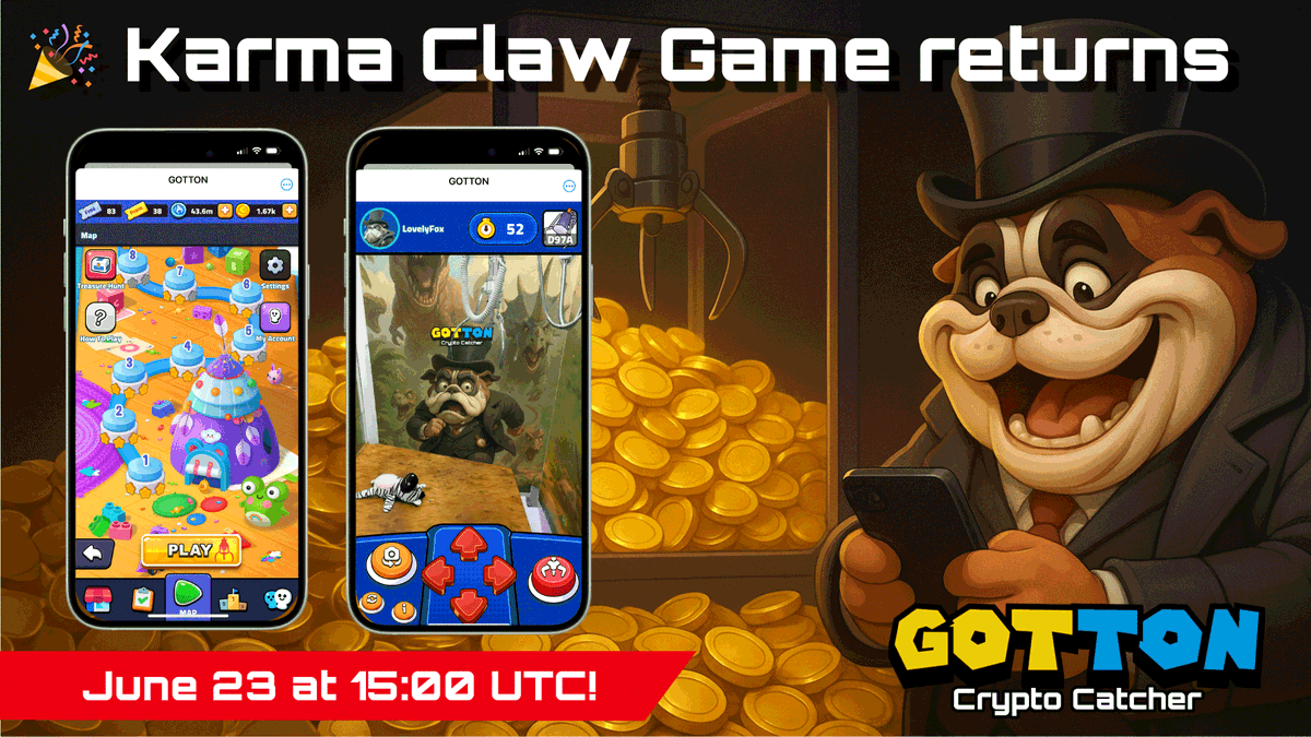 🎉 Karma Claw Game returns June 23 at 15:00 UTC! Aim for Karma Tier 7 &  unlock airdrop rewards. Are you ready for the Africa Season? 🌍🔥 #Gotton  #Web3Gaming