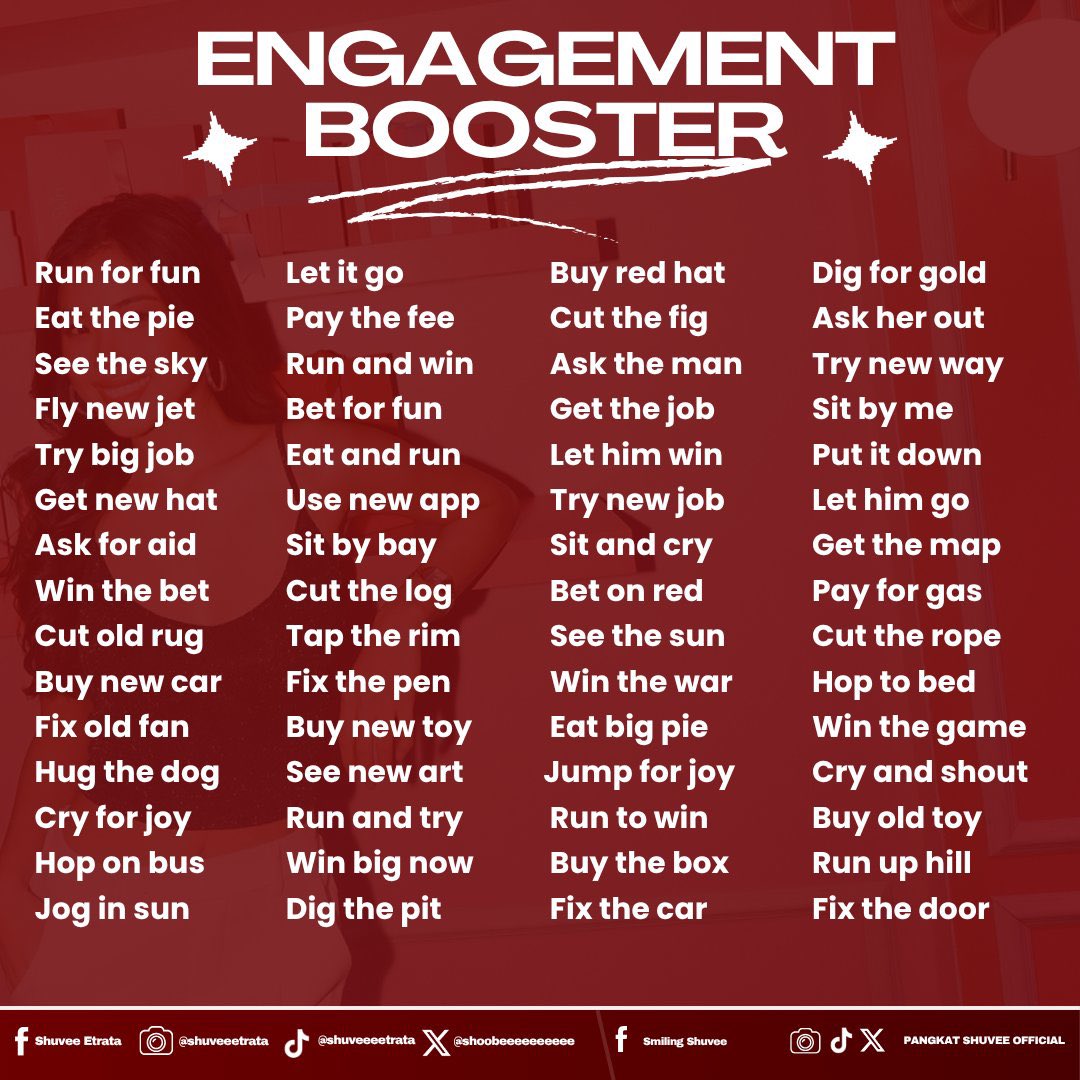 Engagement Booster! 

Reply with Tag Booster + Official Hashtag as many as you can!

SHUVEEnte KWATRO ORAS