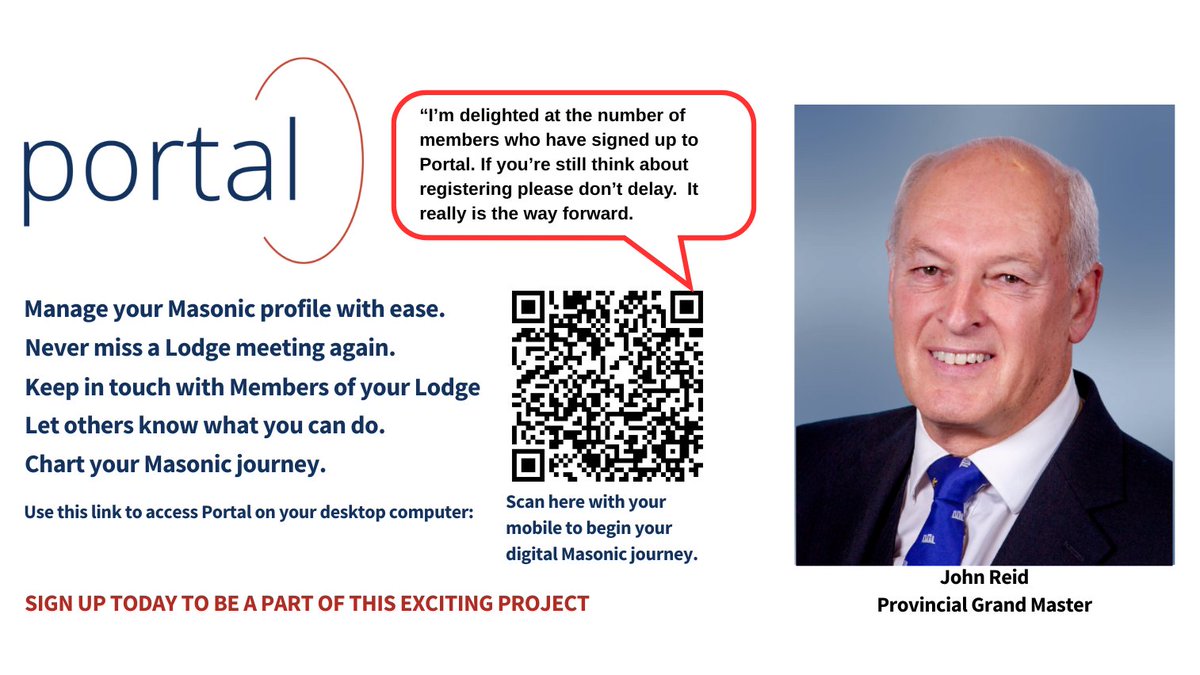 Are you a Wiltshire Freemason?  Have you signed up to Portal?  If not, why not do it today?
desktop.portal.ugle.org.uk @provgm <a href="/UGLE_GrandLodge/">United Grand Lodge of England</a>