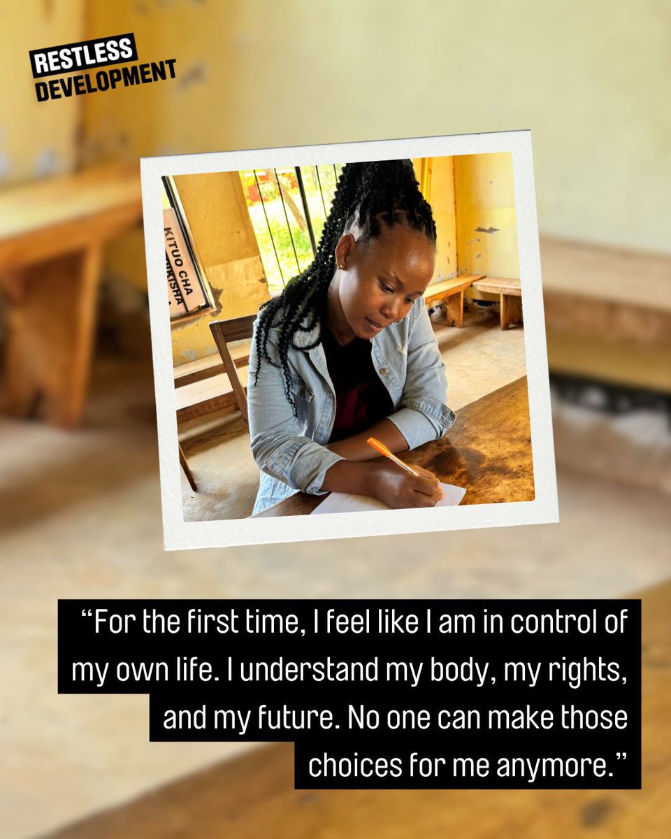 “For the first time, I feel like I’m in control of my own life.” -Paschalina✨

Want to know how Paschalina is shaping an informed future and inspiring others along the way?

🔗 Read her full story: 

restlessdevelopment.org/2025/06/pascha…

#Tanzania #YouthPower #SRHR #RestlessDevelopment