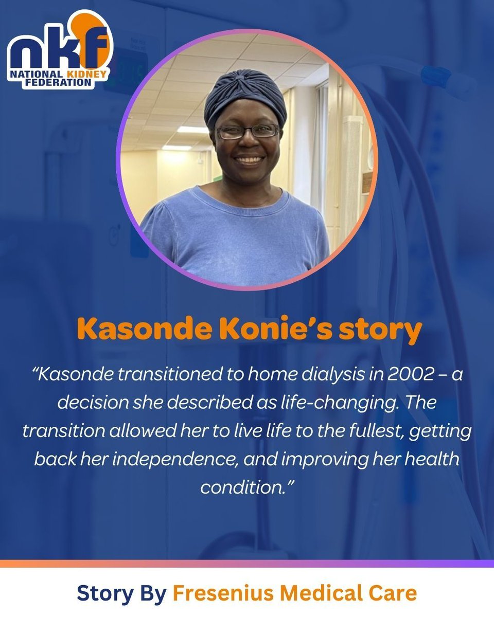 National Kidney Federation (@nkf_uk) on Twitter photo Kasonde is one of our brilliant NKF Peer Supporters, she’s recently shared with <a href="/FME_Global/">Fresenius Medical Care</a> her story about chronic kidney disease and how home dialysis has impacted her life.
Read the full story here: freseniusmedicalcare.com/en-gb/media/ne… Kasonde is one of our brilliant NKF Peer Supporters, she’s recently shared with <a href="/FME_Global/">Fresenius Medical Care</a> her story about chronic kidney disease and how home dialysis has impacted her life.
Read the full story here: freseniusmedicalcare.com/en-gb/media/ne…