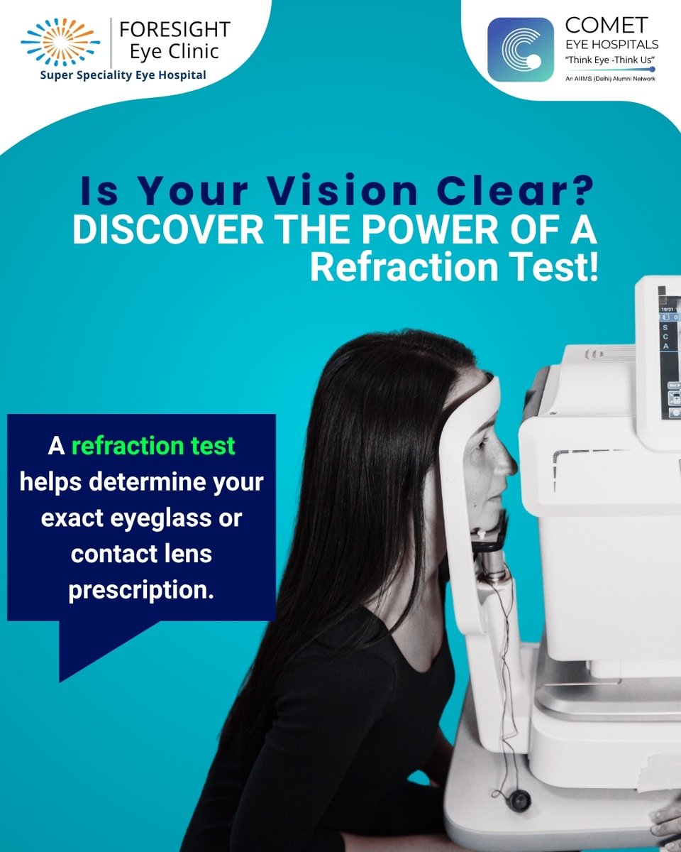 ForesightEye's tweet image. Is your vision as clear as it should be? A simple refraction test can reveal hidden vision issues and bring your world back into focus. 
Contact us on: +91 99904 92299

#eyecare #visiontest #clearvision #eyetest #eyehealth #blurryvision #optometry #eyedoctor #foresighteyeclinic
