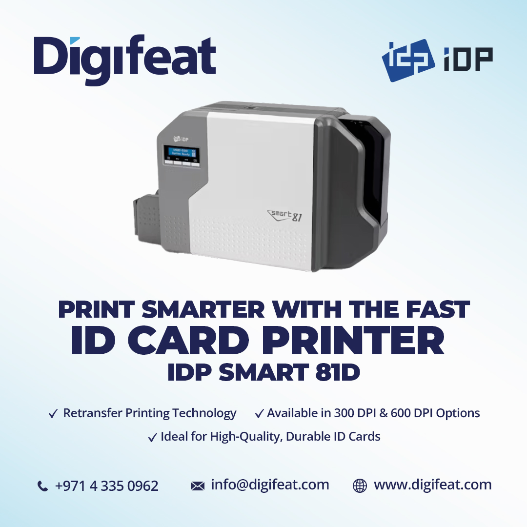 digifeat's tweet photo. Elevate your ID card printing game with the IDP Smart 81D!    
📞 Call us: +971 4 335 0962 | +971 56 396 2909 Email: info@digifeat.com 
https://t.co/6ESOWkprQk 

#IDCardPrinter #Digifeat #SmartPrinting #RetransferTechnology https://t.co/oWSQfhcng2