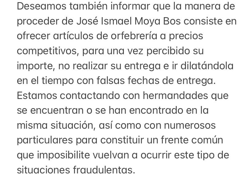 COMUNICADO HERMANDAD DE LA PIEDAD