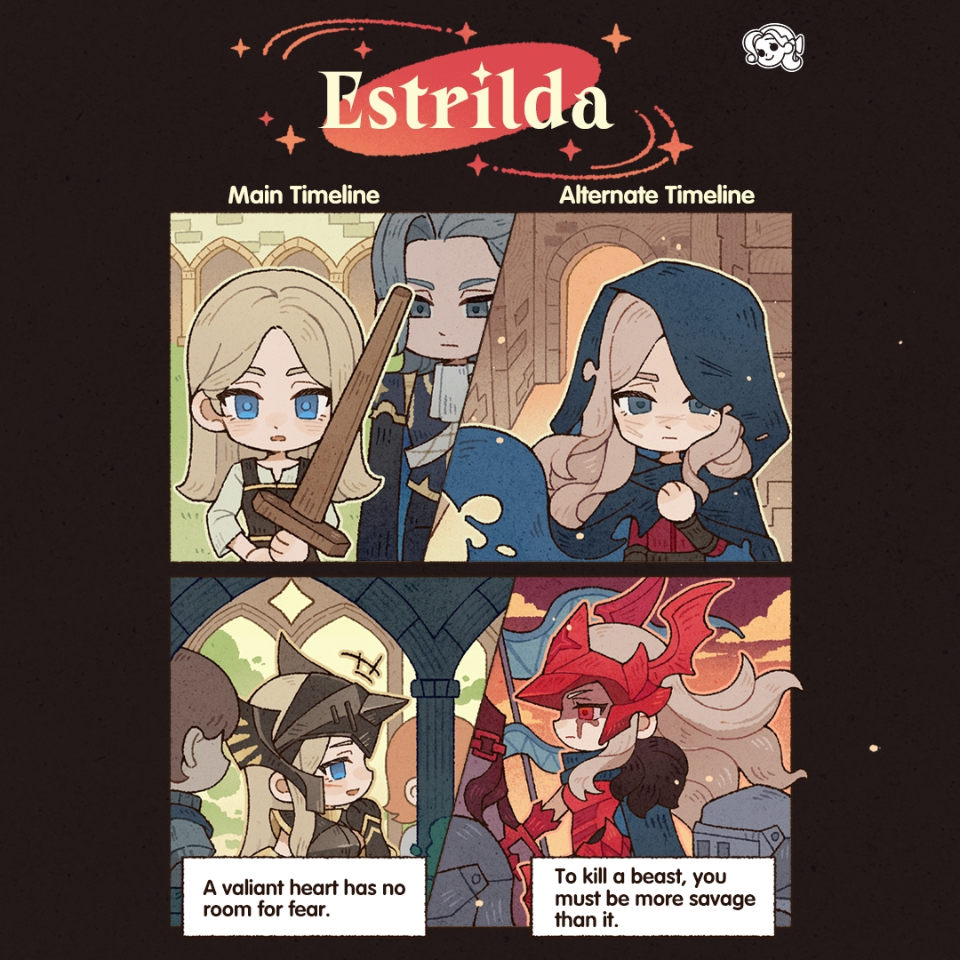 ⚔️ Two timelines. Two stories. Two destinies.
Witness the transformation of Estrilda — from a noble protector to a fierce avenger.