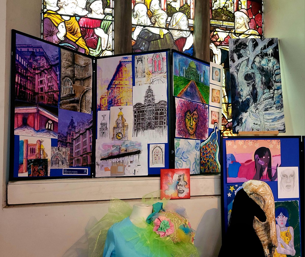 Some fantastic artwork from students at The Prescot School is now on display in the church as part of the Prescot Festival of Music and Art. 🎨⛪