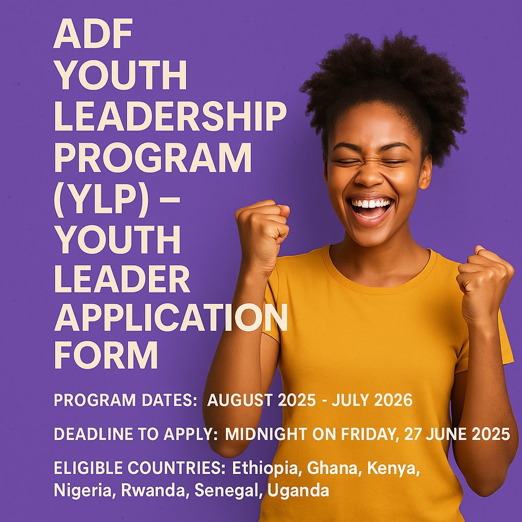 Apply Now: ADF Youth Leadership Program. If you have a disability and are passionate about personal growth and advocacy, this program is for you.
📍Ugandan citizens aged 18–35 in Wakiso, Mukono, Kampala or Gulu
📍Can communicate in English, French, or Sign Language.