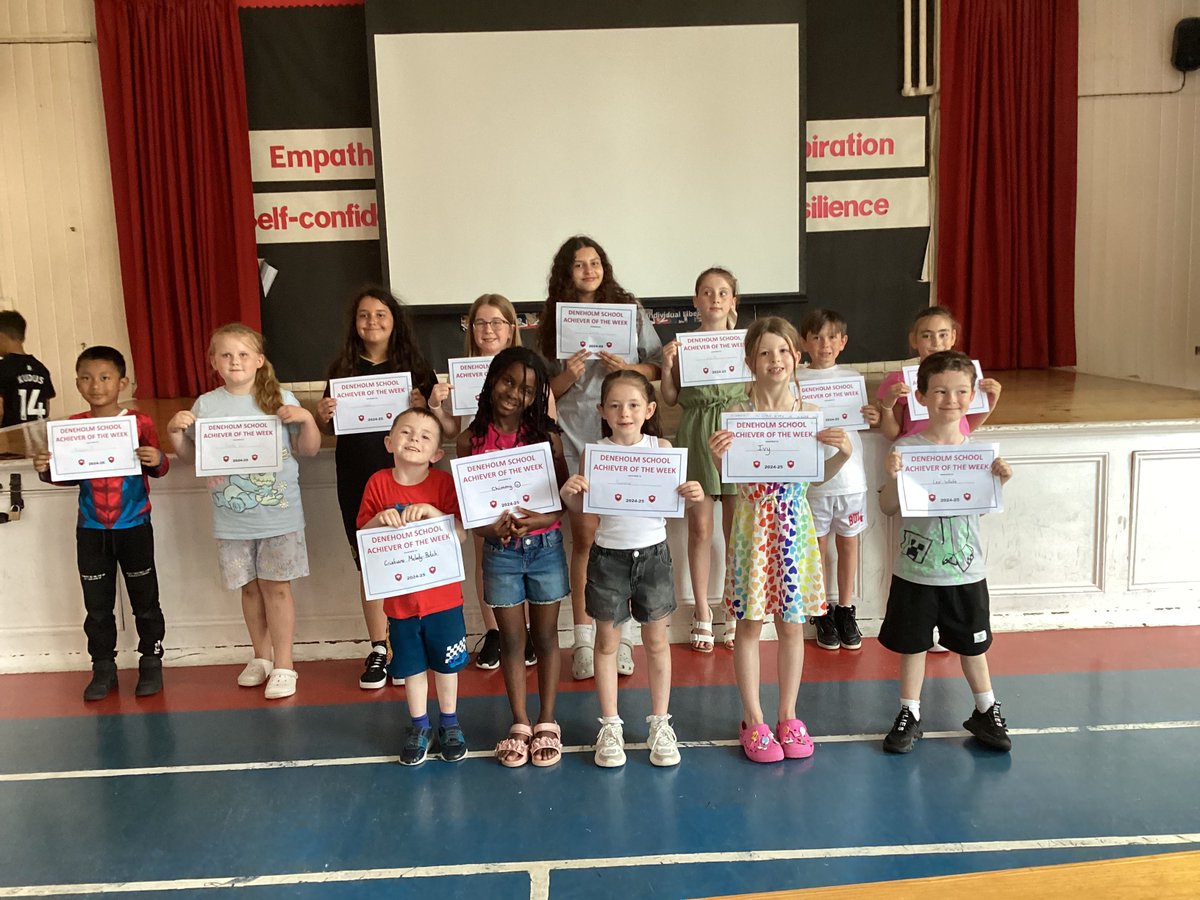 Well done for earning 'Achiever of the Week'!  
Reception- Kyla and Cristiano
Year one- Summer-Rose and Chimamanda 
Year two- Ivy and Leo
Year three- Emily and Nayan
Year four- Isaac and Brooke
Year five- Ella and Ariana
Year six- Isabelle and Millie
ASD Base- Abdulai