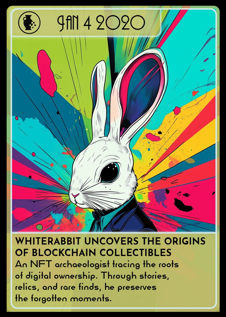 ORBital Marketplace (@orbital_market) on Twitter photo 🐰Meet our today’s OG-SAN: White Rabbit <a href="/WRabbit1111/">🐰WhiteRabbit1111 🇦🇺</a>, sophisticated NFT #collector and prominent blockchain archaeologist, meticulously tracing the very origins of digital ownership. 🏺
His work is a vital act of preservation, ensuring that the groundbreaking moments, projects 🐰Meet our today’s OG-SAN: White Rabbit <a href="/WRabbit1111/">🐰WhiteRabbit1111 🇦🇺</a>, sophisticated NFT #collector and prominent blockchain archaeologist, meticulously tracing the very origins of digital ownership. 🏺
His work is a vital act of preservation, ensuring that the groundbreaking moments, projects