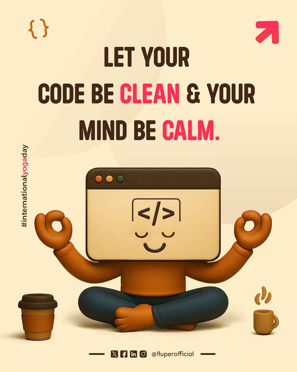 FluperOfficial's tweet image. 🧘‍♂️ Code. Deploy. Breathe. Repeat.
This International Yoga Day, let’s balance our code and calm — because a stable mind builds stable apps!

#Fluper #YogaForDevelopers #InternationalYogaDay #TechLife #WebDevelopment #AppDevelopers #ZenMode #ITLife #NamasteTech