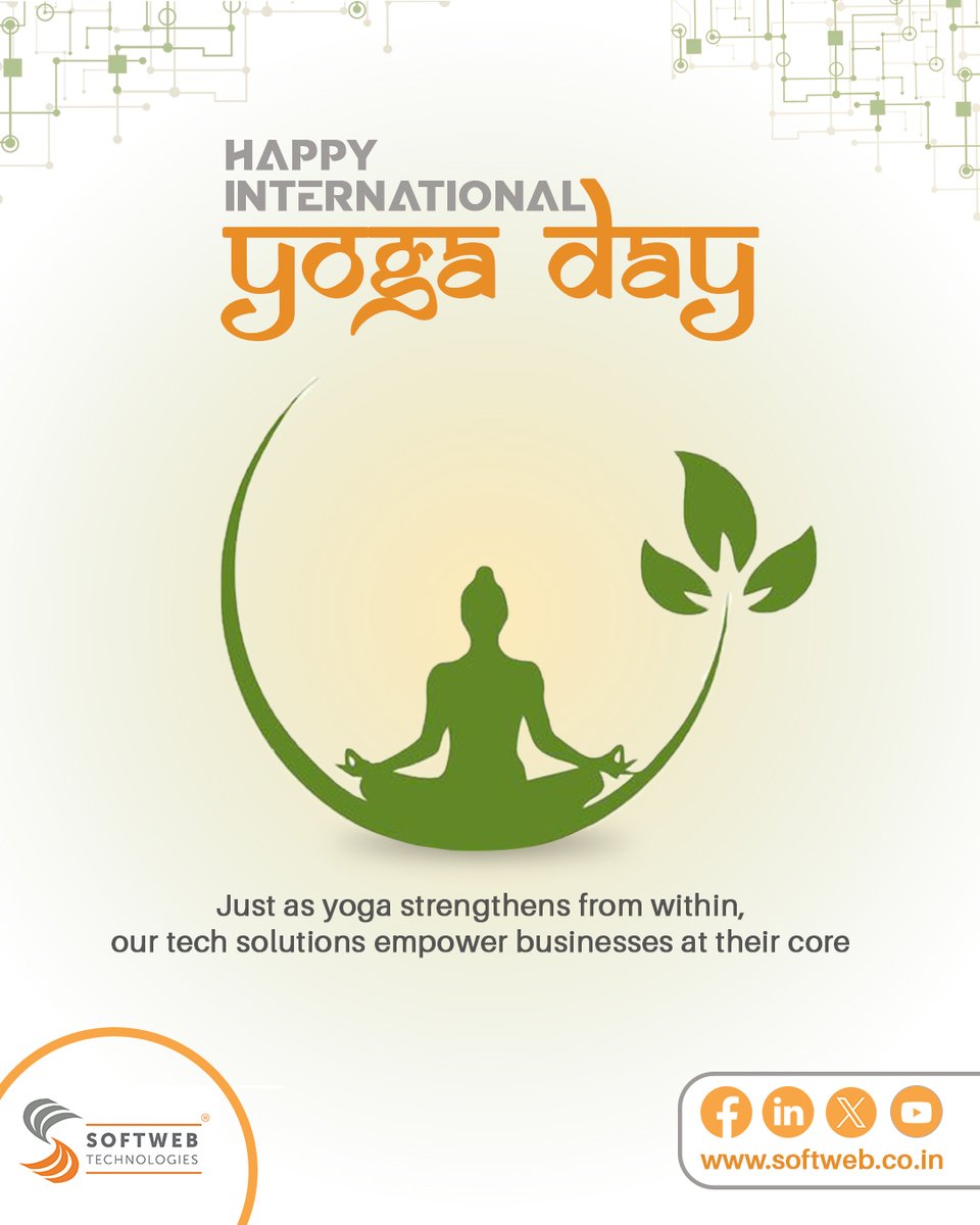 Happy International Yoga Day!
Today, we celebrate the ancient practice that unites body, mind, and soul. 
Let’s embrace balance, mindfulness, and inner peace — not just today, but every day.
#InternationalYogaDay #YogaForWellness #Mindfulness #SoftwebTechnologies #HealthyLiving