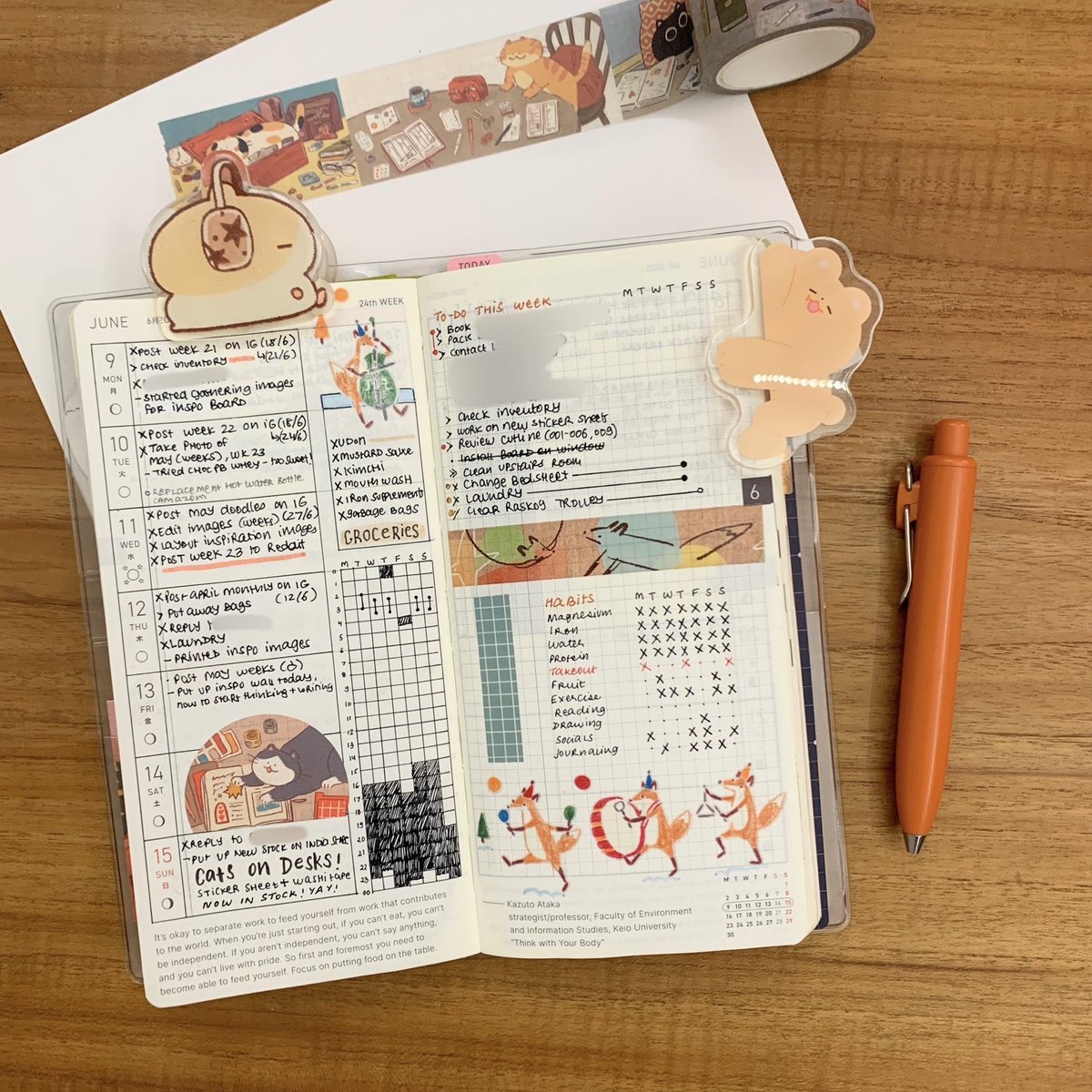 Week 24 in the Weeks Mega 💛
So happy to finally put up Cats on Desks on my India shop 🥹

Also the sticker sheet and tape have been RESTOCKED at the Washi Station and you can use the code CHAI10 to get 10% off your order 
✌🏽😬✨