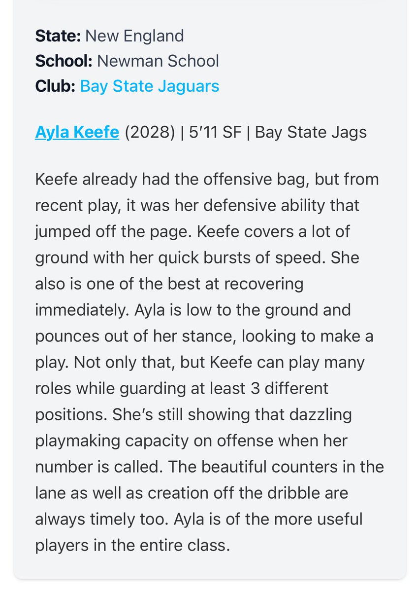 Ayla Keefe (@aylakeefe) on Twitter photo <a href="/PGHNewEngland/">Prep Girls Hoops New England</a> thank you for the eval! <a href="/Newmangbball/">Newman School Girls Basketball</a> <a href="/BayStateJags/">Bay State Jaguars</a> <a href="/NEPSGBCA/">NEPSGBCA</a> <a href="/PGHNewEngland/">Prep Girls Hoops New England</a> thank you for the eval! <a href="/Newmangbball/">Newman School Girls Basketball</a> <a href="/BayStateJags/">Bay State Jaguars</a> <a href="/NEPSGBCA/">NEPSGBCA</a>