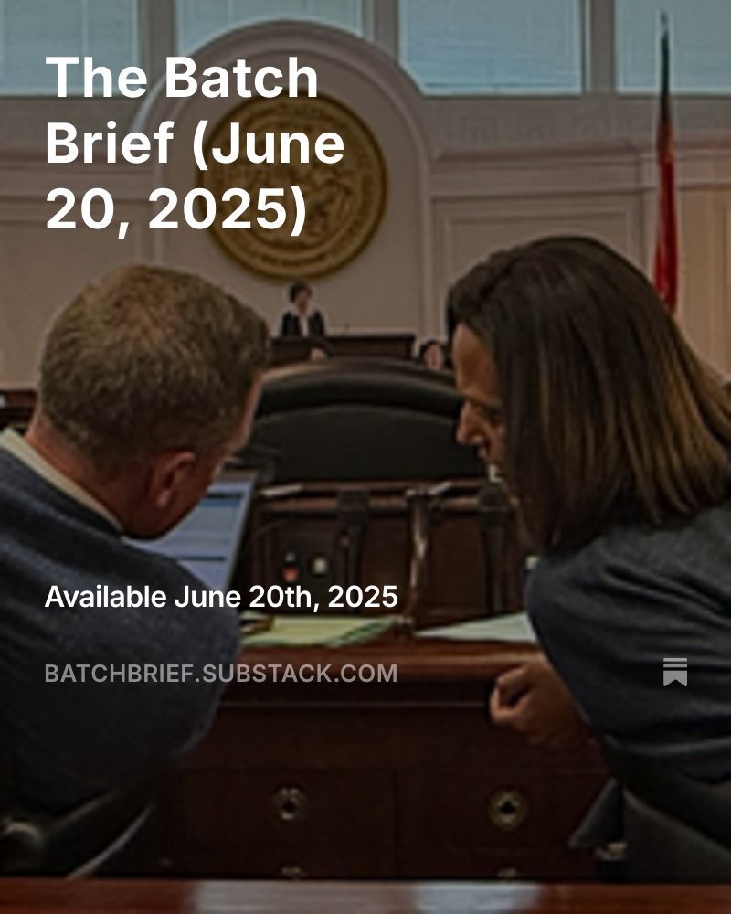 From disaster relief delays to billion-dollar job wins, this week’s #BatchBrief is a ride. Catch up on the headlines from the NCGA—plus, Leader Batch dropped her summer playlist. 🎶👀 

open.substack.com/pub/batchbrief…