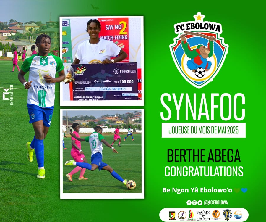 Our multi-skilled player #BertheABEGA was voted Player Of the Month by <a href="/infosynafoc/">SYNAFOC_OFFICIEL</a>.

#WeAreBeNgonYâEbolowoo💚💙
#Champion🇨🇲🏆🥇
#ChampionneHonorifiqueGSL5
#BertheABEGA
#PlayerOfMAY
#Congratulations
<a href="/PortOfKribi/">Port Autonome de Kribi</a> 
<a href="/edimosports/">EDIMO Sports</a>
<a href="/Camfool_/">Camfool Association</a> 
#ASMIS
#EnsembleEcrivonslHistoire
