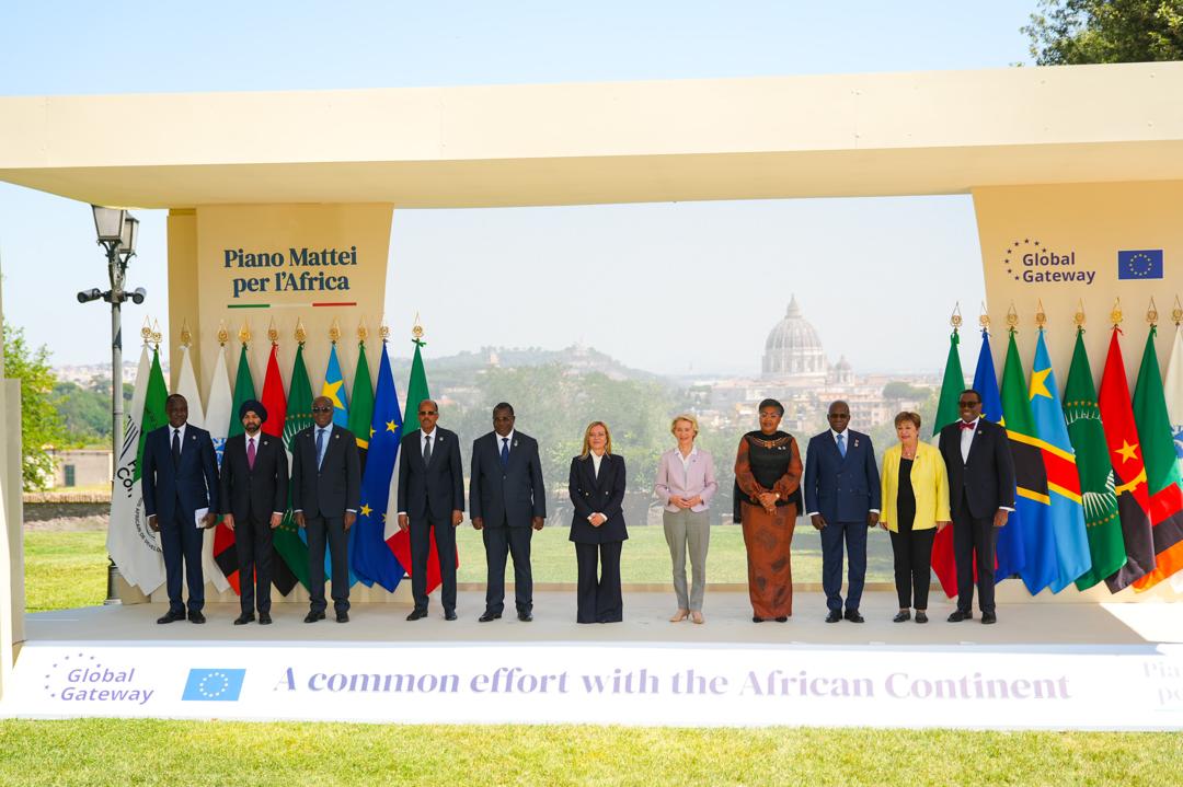 Nuur Mohamud Sheekh (@nuursviews) on Twitter photo The Chairperson of the AU Commission has arrived in Rome, Italy to participate in the Mattei Plan Summit. He was received by his host H.E. <a href="/GiorgiaMeloni/">Giorgia Meloni</a>, Prime Minister of Italy.
The Summit, under the theme "The Mattei Plan for Africa & the Global Gateway", represents a shared The Chairperson of the AU Commission has arrived in Rome, Italy to participate in the Mattei Plan Summit. He was received by his host H.E. <a href="/GiorgiaMeloni/">Giorgia Meloni</a>, Prime Minister of Italy.
The Summit, under the theme "The Mattei Plan for Africa & the Global Gateway", represents a shared