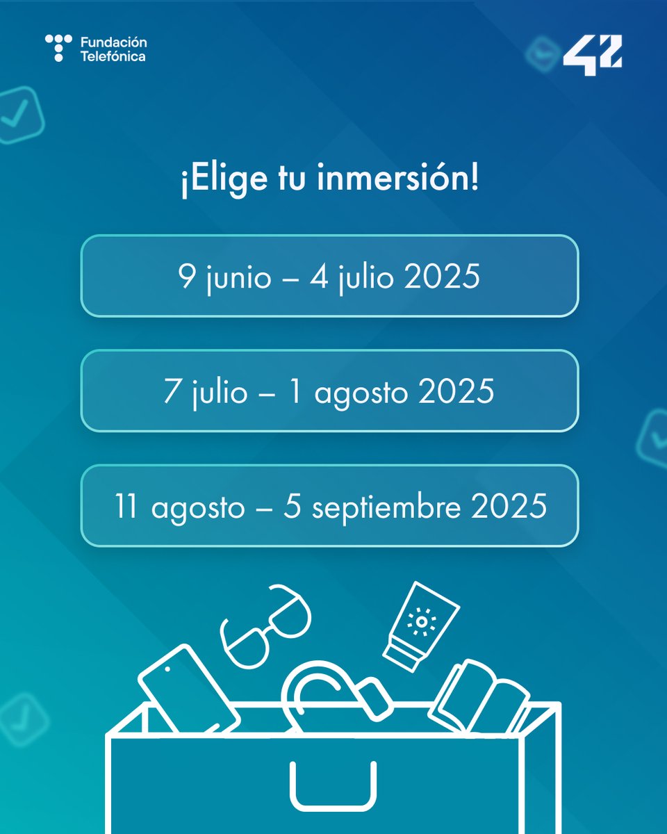 Fundación Telefónica (@fundaciontef) on Twitter photo 🧠 Aprende, falla, mejora y programa como nunca antes.
🌊 Las piscinas de 42 ya están abiertas. <a href="/42MadridFTef/">42 Madrid</a> <a href="/42UrdulizFTef/">42 Urduliz Bizkaia</a> <a href="/42malaga_ft/">42 Málaga</a> <a href="/42BarcelonaFTef/">42 Barcelona</a>
Entra en el juego →42madrid.com/actualidad/apu… 🧠 Aprende, falla, mejora y programa como nunca antes.
🌊 Las piscinas de 42 ya están abiertas. <a href="/42MadridFTef/">42 Madrid</a> <a href="/42UrdulizFTef/">42 Urduliz Bizkaia</a> <a href="/42malaga_ft/">42 Málaga</a> <a href="/42BarcelonaFTef/">42 Barcelona</a>
Entra en el juego →42madrid.com/actualidad/apu…