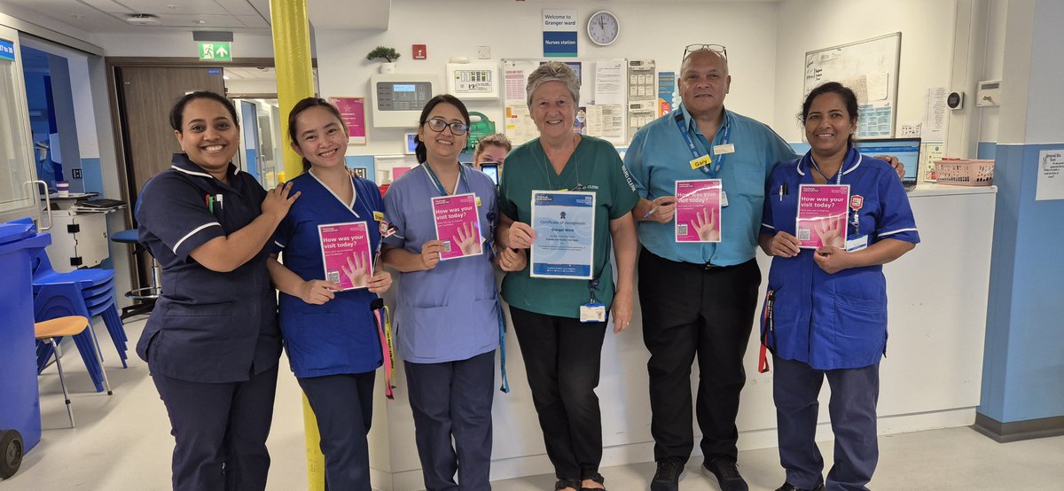 Proud to present a Recognition Certificate today to Granger Ward for consistently delivering excellent patient experiences, as shown by positive feedback and survey results. Truly well-deserved! Well done, Team! 👏👏👏#PatientCare #GrangerWard #FFTFeedback
