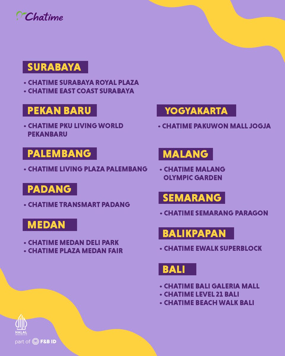 "PRINT ON YOUR DRINK" IS READY!🎉

Nggak sabar mau cetak meme, selfie, atau foto doi di mousse Chatime kamu? 😝 Langsung meluncur ke Chatime terpilih yang udah dilengkapi mesin "Print on Your Drink" di atas☝

#CupsOfJoy