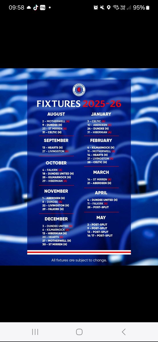 🔵 Calling All Gers! Here’s Where &amp; When You’ll Be Singing Loudest! 🎶

🔴 Home or Away, We Follow Rangers Everywhere — Fixtures Out Now! 🚌💙