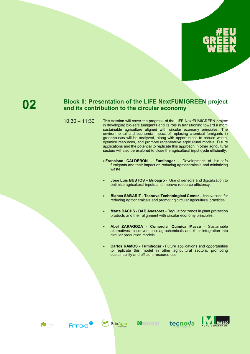 LNextfumigreen's tweet image. 🚨 Don’t miss it! This Mon 23/06 the #LIFENextFUMIGREEN event takes place at @EUgreenweek
♻️ Circular solutions for sustainable agriculture
🔬 Experts, real cases & EU funding panel
🕙 10:00–12:00 CEST
🎟️ Register free: bit.ly/NextFUMIGREENe…
@cinea_eu @LIFEprogramme @EU_ENV