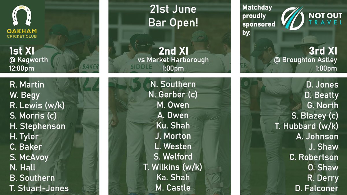 Teams for this weekend!