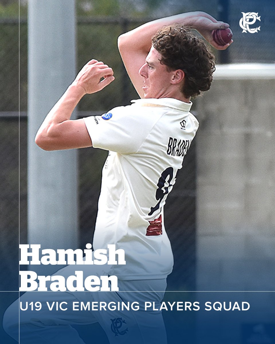 👏 Congratulations to those selected to participate in this year's Cricket Victoria Male Emerging Players Squads. 

U19 METRO
🔹 Alex Turner (Brighton Union)

U19 COUNTRY
🔹 Hamish Braden (Mornington)

U17 COUNTRY
🔹 Logan Collins (Romsey)

Good luck boys 🤞

#TrueBlues