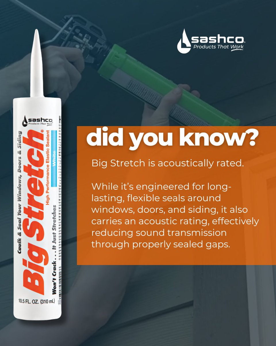 Big Stretch blocks drafts, stops gaps, seals tight...and even cuts noise. 

#BigStretch #SoundProofing #AirSeal #NoiseReduction #QuietHome #SoundBarrier #AcousticSealant