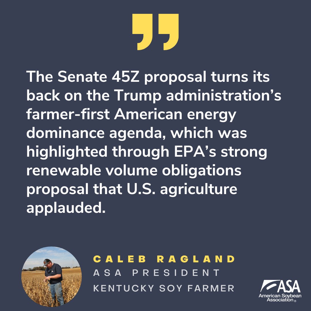 ICYMI: Senate Clean Fuel Credit Text Raises Alarm for Soy-Based Biofuels &gt;&gt;  ow.ly/taez50Wcny7 #Soybeans #Biofuels #AgPolicy