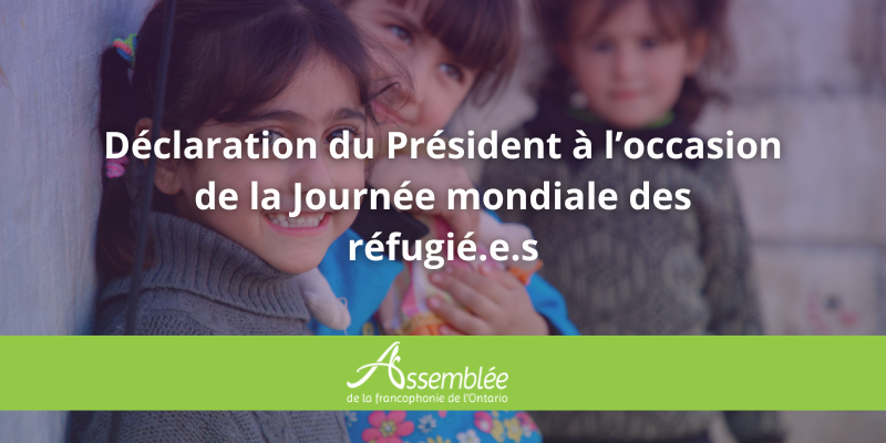 En cette #JournéeMondialeDesRéfugiés, nous reconnaissons l'importance de leur accueil et intégration dans notre communauté francophone de l'Ontario, qui incarne pour plusieurs l’espoir d’une nouvelle vie.

ow.ly/444A50WcxMp

#onfr