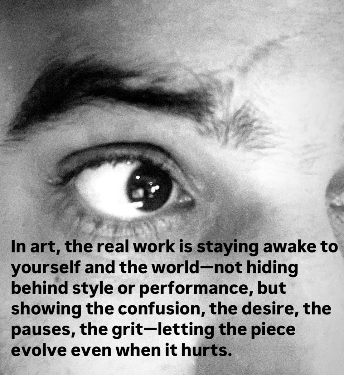 Andre Decolife 🦁 (@decolife1) on Twitter photo In art, the real work is staying awake to yourself and the world—not hiding behind style or performance, but showing the confusion, the desire, the pauses, the grit—letting the piece evolve even when it hurts. In art, the real work is staying awake to yourself and the world—not hiding behind style or performance, but showing the confusion, the desire, the pauses, the grit—letting the piece evolve even when it hurts.
