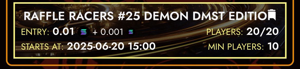 Sold out! LFG! Good luck to all players!