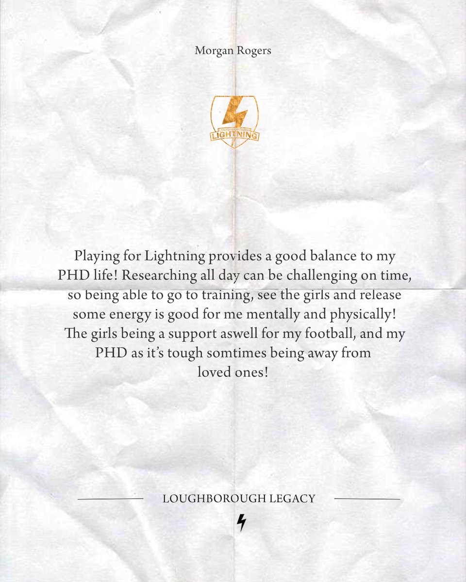 𝐋𝐈𝐆𝐇𝐓𝐍𝐈𝐍𝐆 𝐋𝐄𝐆𝐀𝐂𝐘 #𝟖𝟓

Balancing high-level sport with doctoral studies is no small feat, and Morgan exemplifies the player-scholar ethos that Loughborough University champions as part of Loughborough Lightning FC 💪

#LightningLegacy