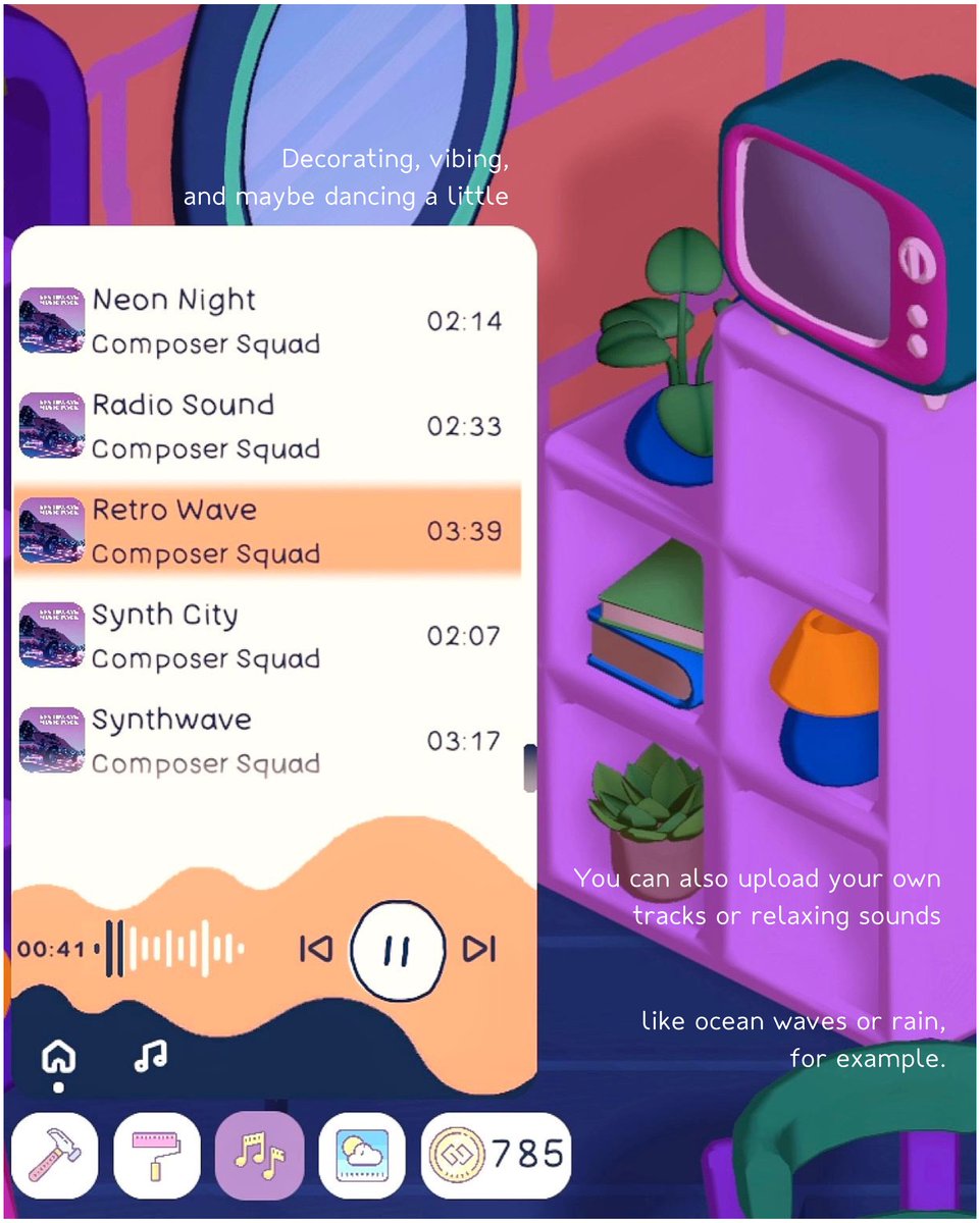 More gameplay screenshot of the upcoming Your Personal Chill Apartment 

#cozygames #aesthetic