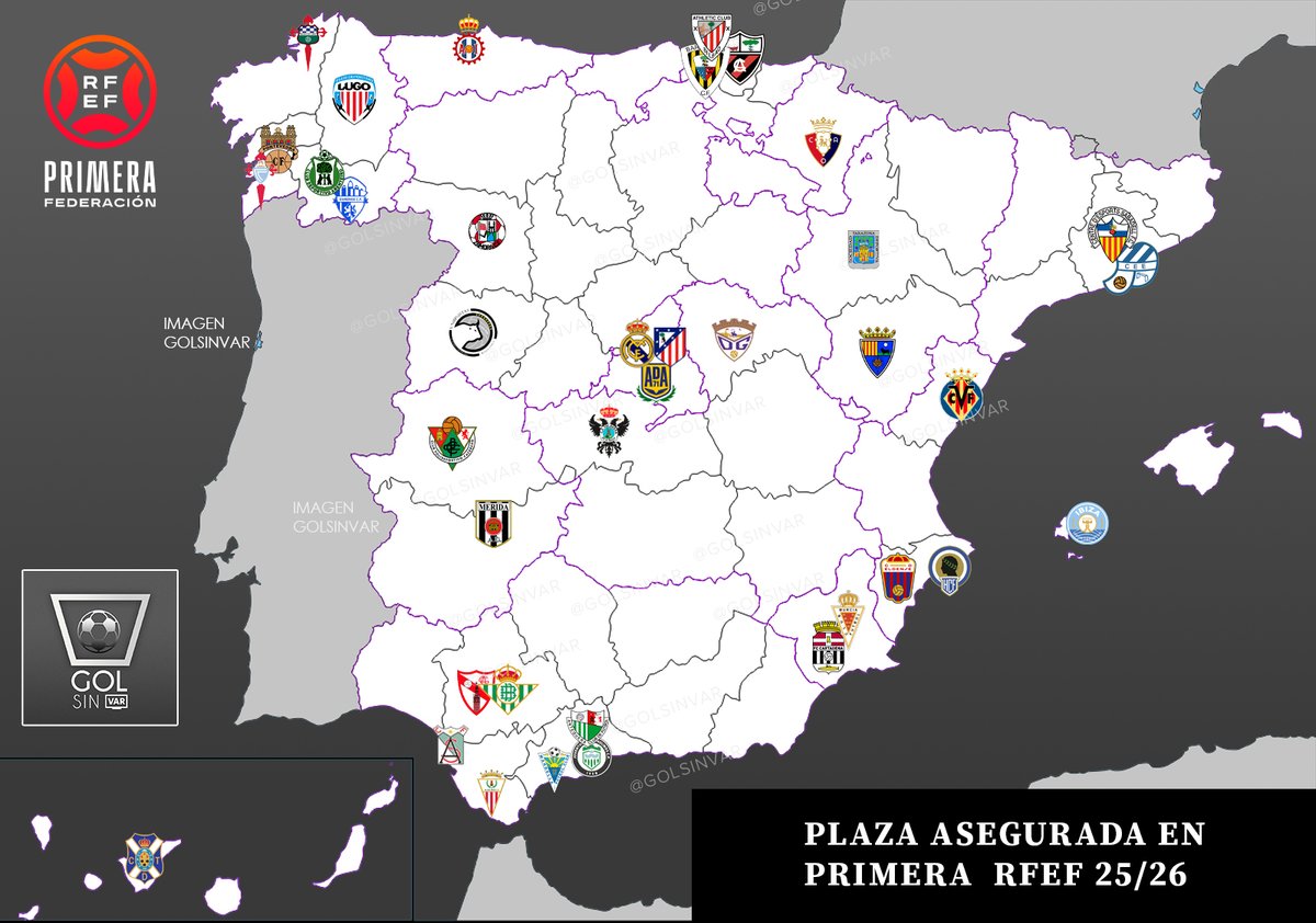 GolSinVAR's tweet image. 🚨Los tiempos de los próximos diez días:

🗺️21-22 de junio: Se completa el mapa con los equipos que faltan en Primera Federación y en Segunda Federación (2 y 9 equipos respectivamente)

🛡️30 de junio: Grupos confirmados de Primera Federación y Segunda Federación

📆1 de julio:…