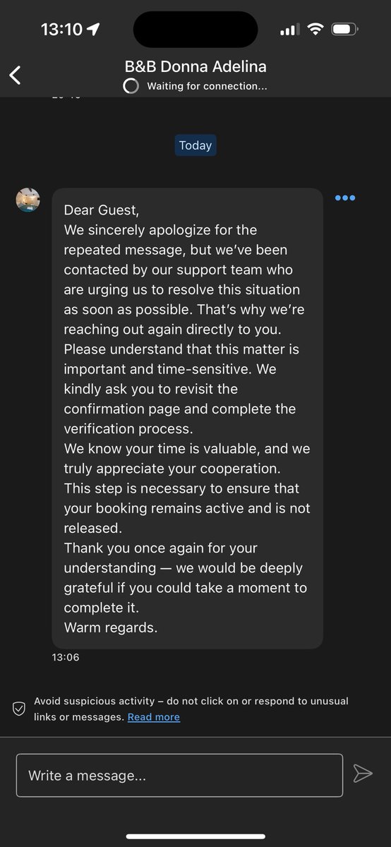 gunjunpun's tweet photo. @bookingcom is there a way to report a message. These messages look suspicious, I’m not aware of these kind of processes, is it right? https://t.co/IqIhhmjNDW